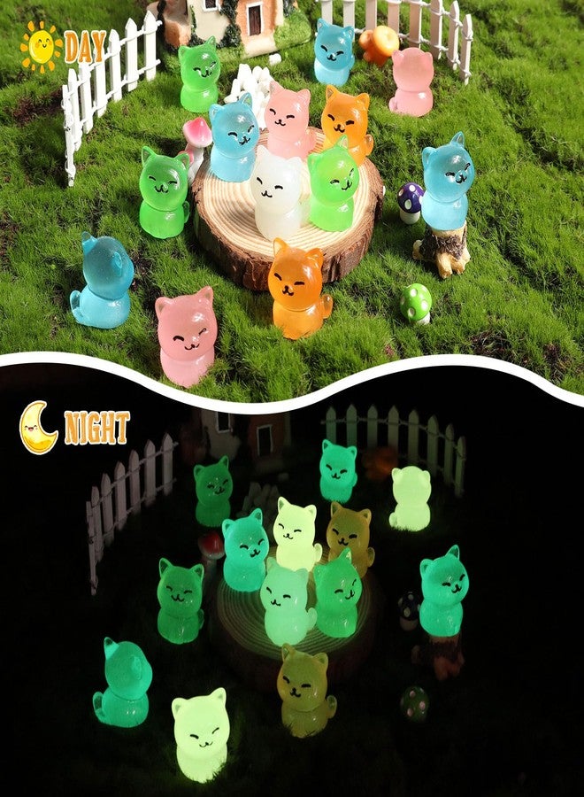 VICROIC 24 PCS Luminous Mini Resin Cats, Miniature Cat Figurines, Tiny Cat Animals Ornaments Glow in The Dark for Dollhouse, Aquarium, Cake Decorations, Fairy Garden Landscape, DIY Crafts - Image 4